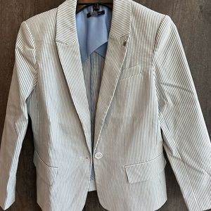 Tommy Hilfiger women’s seersucker 2 piece suit - blue and white stripes